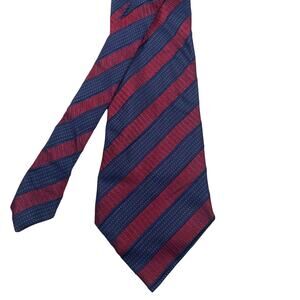 Henry Jacobson Handmade Tie Red w/Blue Stripes 100% Silk 4x60
